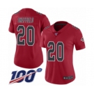 Women's Atlanta Falcons #20 Kendall Sheffield Limited Red Rush Vapor Untouchable 100th Season Football Jersey