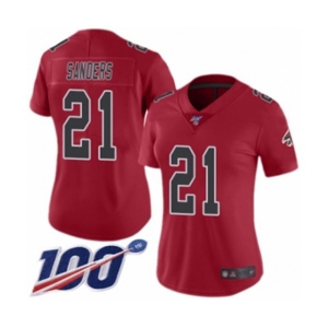 Women's Atlanta Falcons #21 Deion Sanders Limited Red Rush Vapor Untouchable 100th Season Football Jersey