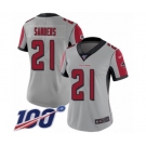 Women's Atlanta Falcons #21 Deion Sanders Limited Silver Inverted Legend 100th Season Football Jersey