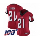 Women's Atlanta Falcons #21 Deion Sanders Red Team Color Vapor Untouchable Limited Player 100th Season Football Jersey