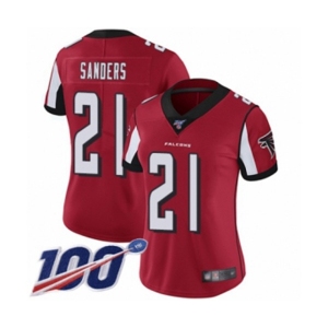 Women's Atlanta Falcons #21 Deion Sanders Red Team Color Vapor Untouchable Limited Player 100th Season Football Jersey