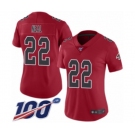 Women's Atlanta Falcons #22 Keanu Neal Limited Red Rush Vapor Untouchable 100th Season Football Jersey