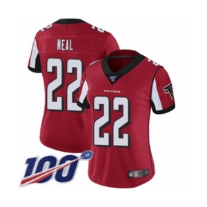 Women's Atlanta Falcons #22 Keanu Neal Red Team Color Vapor Untouchable Limited Player 100th Season Football Jersey