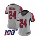 Women's Atlanta Falcons #24 Devonta Freeman Limited Silver Inverted Legend 100th Season Football Jersey