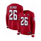 Women's Atlanta Falcons #26 Isaiah Oliver Limited Red Therma Long Sleeve Football Jersey