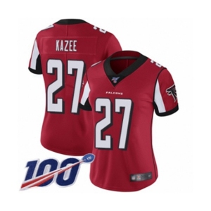 Women's Atlanta Falcons #27 Damontae Kazee Red Team Color Vapor Untouchable Limited Player 100th Season Football Jersey