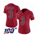 Women's Atlanta Falcons #3 Matt Bryant Limited Red Rush Vapor Untouchable 100th Season Football Jersey