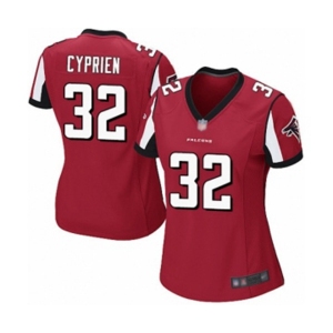 Women's Atlanta Falcons #32 Johnathan Cyprien Game Red Team Color Football Jersey