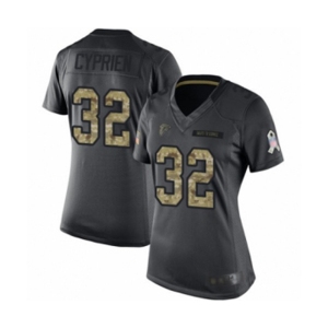 Women's Atlanta Falcons #32 Johnathan Cyprien Limited Black 2016 Salute to Service Football Jersey