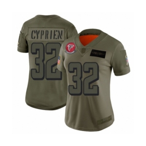 Women's Atlanta Falcons #32 Johnathan Cyprien Limited Olive 2019 Salute to Service Football Jersey