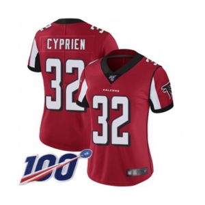 Women's Atlanta Falcons #32 Johnathan Cyprien Red Team Color Vapor Untouchable Limited Player 100th Season Football Jersey