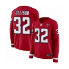 Women's Atlanta Falcons #32 Qadree Ollison Limited Red Therma Long Sleeve Football Jersey