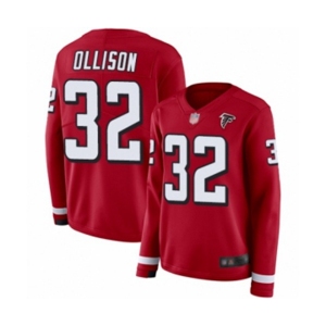Women's Atlanta Falcons #32 Qadree Ollison Limited Red Therma Long Sleeve Football Jersey