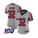 Women's Atlanta Falcons #32 Qadree Ollison Limited Silver Inverted Legend 100th Season Football Jersey