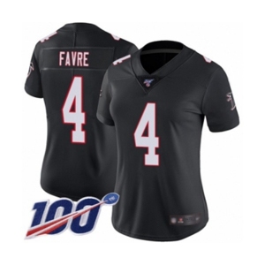 Women's Atlanta Falcons #4 Brett Favre Black Alternate Vapor Untouchable Limited Player 100th Season Football Jersey