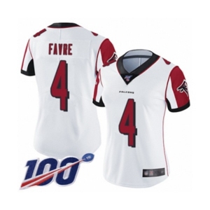 Women's Atlanta Falcons #4 Brett Favre White Vapor Untouchable Limited Player 100th Season Football Jersey