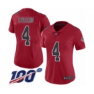 Women's Atlanta Falcons #4 Giorgio Tavecchio Limited Red Rush Vapor Untouchable 100th Season Football Jersey