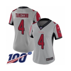 Women's Atlanta Falcons #4 Giorgio Tavecchio Limited Silver Inverted Legend 100th Season Football Jersey