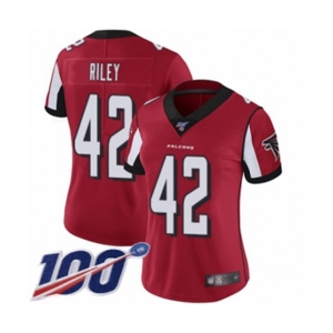 Women's Atlanta Falcons #42 Duke Riley Red Team Color Vapor Untouchable Limited Player 100th Season Football Jersey