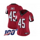 Women's Atlanta Falcons #45 Deion Jones Red Team Color Vapor Untouchable Limited Player 100th Season Football Jersey