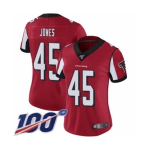 Women's Atlanta Falcons #45 Deion Jones Red Team Color Vapor Untouchable Limited Player 100th Season Football Jersey