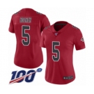 Women's Atlanta Falcons #5 Matt Bosher Limited Red Rush Vapor Untouchable 100th Season Football Jersey