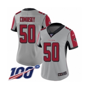 Women's Atlanta Falcons #50 John Cominsky Limited Silver Inverted Legend 100th Season Football Jersey