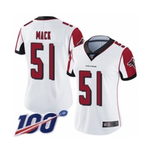 Women's Atlanta Falcons #51 Alex Mack White Vapor Untouchable Limited Player 100th Season Football Jersey