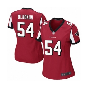 Women's Atlanta Falcons #54 Foye Oluokun Game Red Team Color Football Jersey