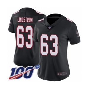 Women's Atlanta Falcons #63 Chris Lindstrom Black Alternate Vapor Untouchable Limited Player 100th Season Football Jersey