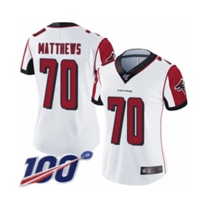 Women's Atlanta Falcons #70 Jake Matthews White Vapor Untouchable Limited Player 100th Season Football Jersey