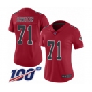 Women's Atlanta Falcons #71 Wes Schweitzer Limited Red Rush Vapor Untouchable 100th Season Football Jersey