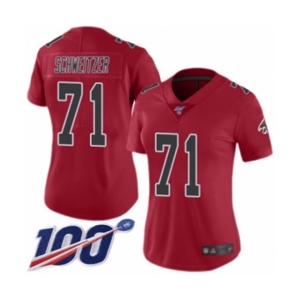 Women's Atlanta Falcons #71 Wes Schweitzer Limited Red Rush Vapor Untouchable 100th Season Football Jersey