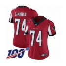 Women's Atlanta Falcons #74 Ty Sambrailo Red Team Color Vapor Untouchable Limited Player 100th Season Football Jersey