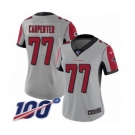 Women's Atlanta Falcons #77 James Carpenter Limited Silver Inverted Legend 100th Season Football Jersey