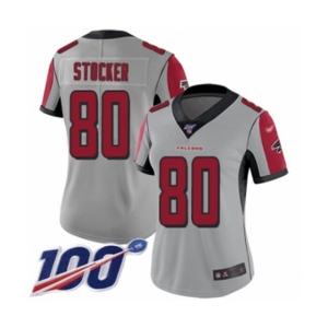 Women's Atlanta Falcons #80 Luke Stocker Limited Silver Inverted Legend 100th Season Football Jersey