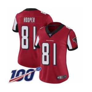 Women's Atlanta Falcons #81 Austin Hooper Red Team Color Vapor Untouchable Limited Player 100th Season Football Jersey