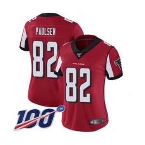 Women's Atlanta Falcons #82 Logan Paulsen Red Team Color Vapor Untouchable Limited Player 100th Season Football Jersey