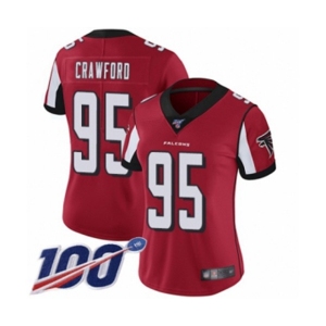 Women's Atlanta Falcons #95 Jack Crawford Red Team Color Vapor Untouchable Limited Player 100th Season Football Jersey