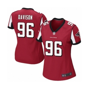 Women's Atlanta Falcons #96 Tyeler Davison Game Red Team Color Football Jersey