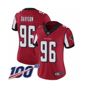 Women's Atlanta Falcons #96 Tyeler Davison Red Team Color Vapor Untouchable Limited Player 100th Season Football Jersey