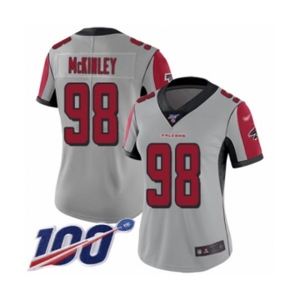 Women's Atlanta Falcons #98 Takkarist McKinley Limited Silver Inverted Legend 100th Season Football Jersey