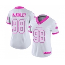 Women's Atlanta Falcons #98 Takkarist McKinley Limited White Pink Rush Fashion Football Jersey