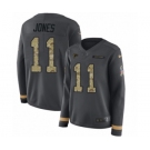 Women's Nike Atlanta Falcons #11 Julio Jones Limited Black Salute to Service Therma Long Sleeve NFL Jersey