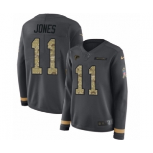 Women's Nike Atlanta Falcons #11 Julio Jones Limited Black Salute to Service Therma Long Sleeve NFL Jersey