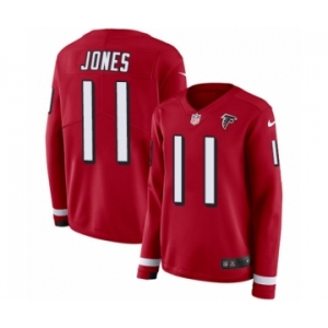 Women's Nike Atlanta Falcons #11 Julio Jones Limited Red Therma Long Sleeve NFL Jersey