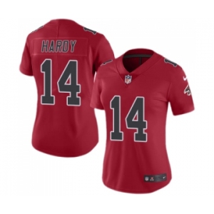 Women's Nike Atlanta Falcons #14 Justin Hardy Limited Red Rush Vapor Untouchable NFL Jersey