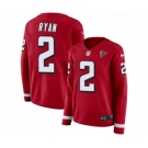 Women's Nike Atlanta Falcons #2 Matt Ryan Limited Red Therma Long Sleeve NFL Jersey