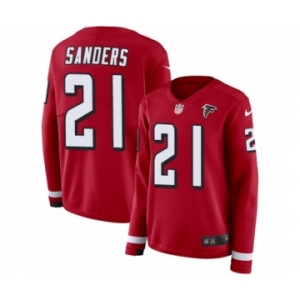 Women's Nike Atlanta Falcons #21 Deion Sanders Limited Red Therma Long Sleeve NFL Jersey