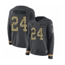 Women's Nike Atlanta Falcons #24 Devonta Freeman Limited Black Salute to Service Therma Long Sleeve NFL Jersey